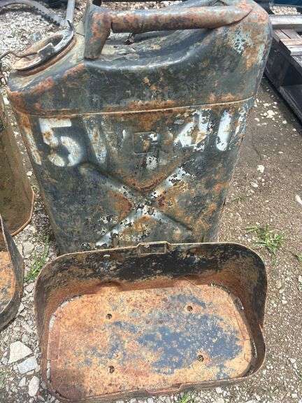 Pair of Metal Fuel Cans with Mounting Brackets