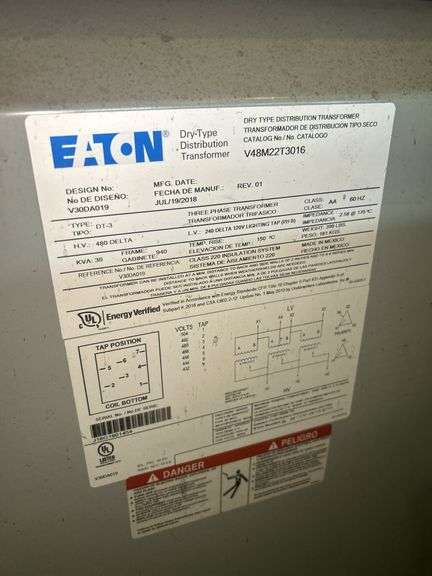 Eaton Dry-Type Distribution Transformer, 480 Volt