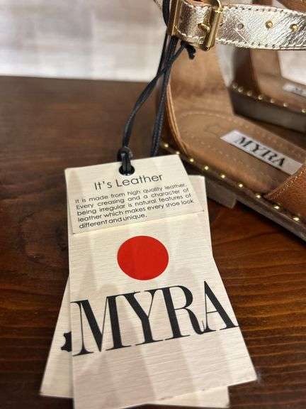 MYRA Leather Gladiator Sandals with Cowhide Detail