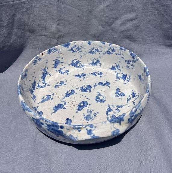ByBee Handmade Ceramic Bowl with Blue Splatter Design image