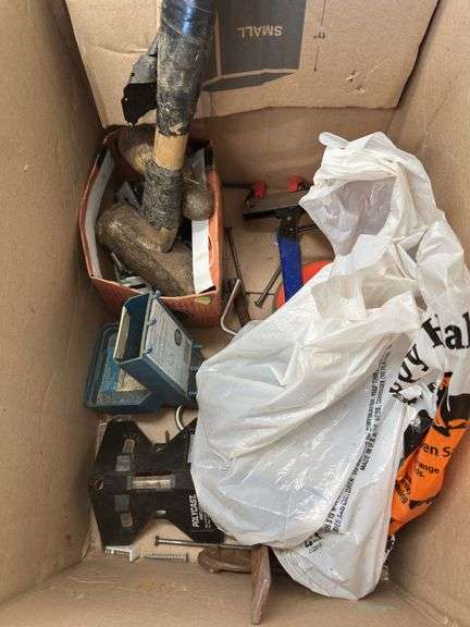 Box of Assorted Tools and Hardware