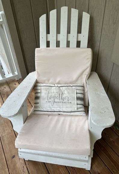 White Adirondack Patio Chair with Cushions image