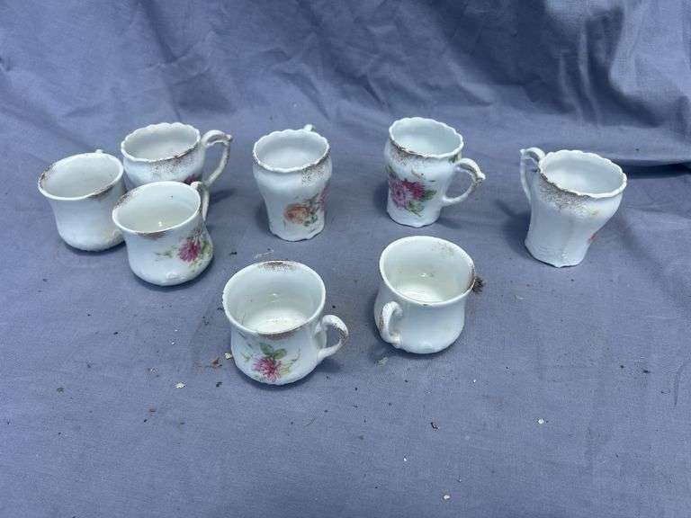 Set of 8 Miniature Porcelain Cups with Floral Design image