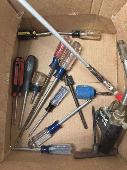 Box of Screwdrivers and Torch Set