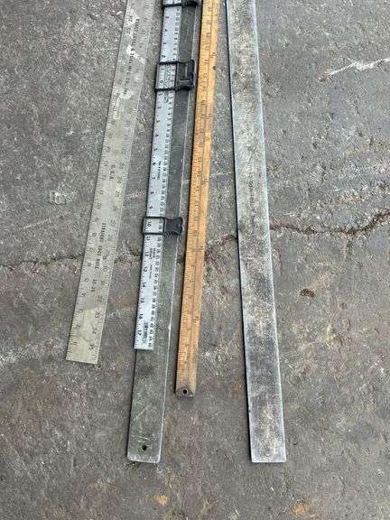Lot of Assorted Metal and Wood Rulers