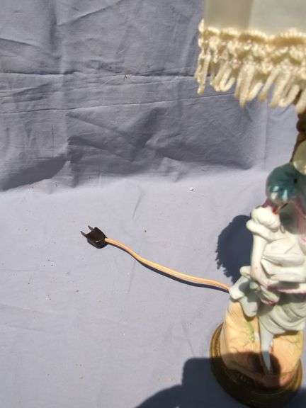 Figural Lamp with Satin Shade