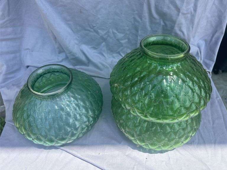 Set of Green Glass Light Shades image