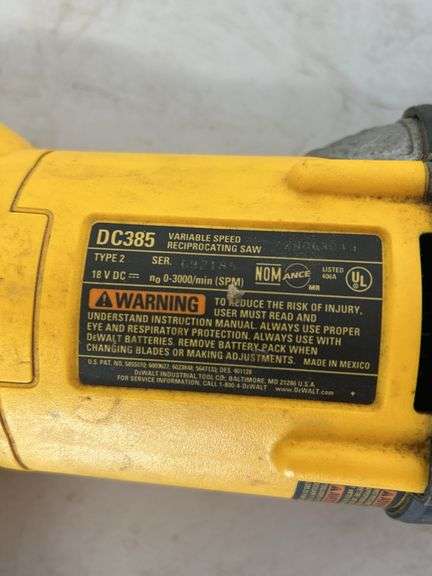 DeWalt DC385 18V Variable Speed Reciprocating Saw