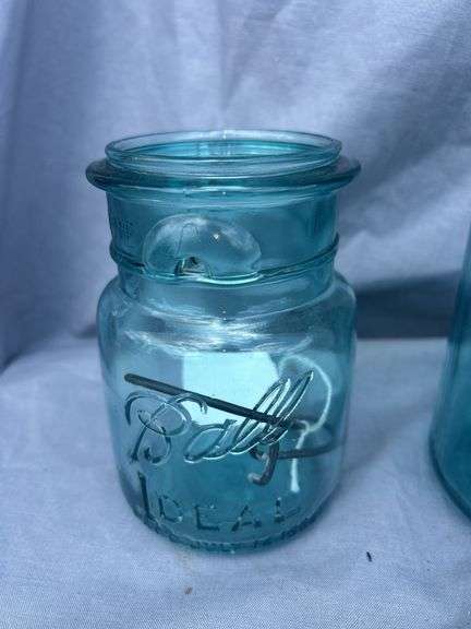 Two Blue Ball and Ball Mason Jars