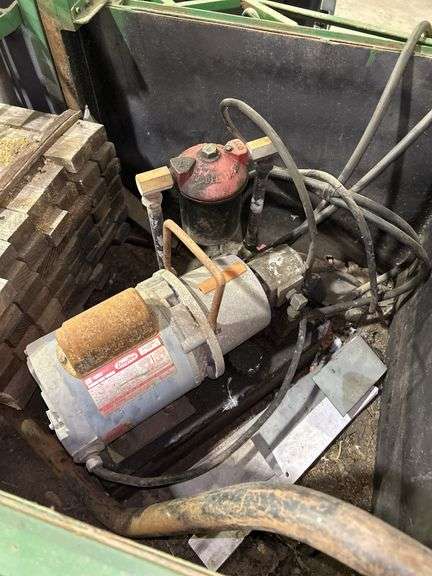 Green Shop Cart with Dayton Electric Motor and Pallet Press Attachment