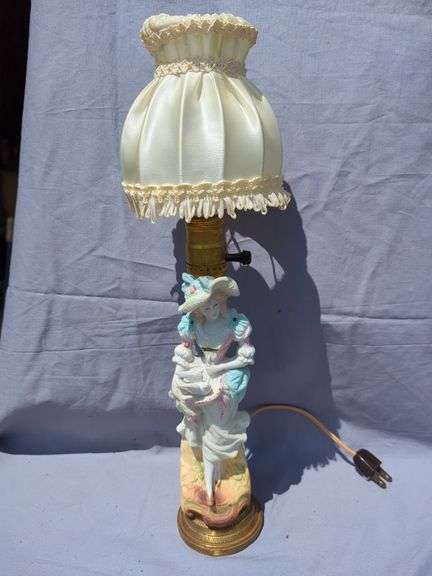 Figural Lamp with Satin Shade image