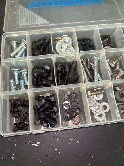 Shimano Hardware Assortment: Nuts, Bolts, and Washers in Organizer Cases