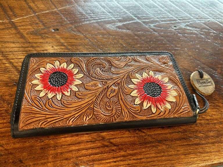 Tooled Leather Floral Wallet image