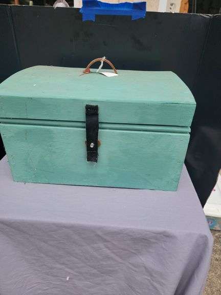 Turquoise Painted Wood Box image