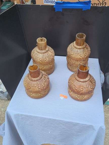 Set of 4 Amber-Colored Glass Lamp Bases image