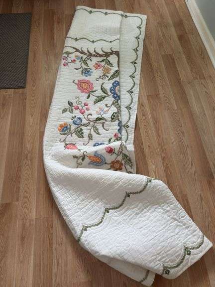 Floral Embroidered Decorative Quilt image
