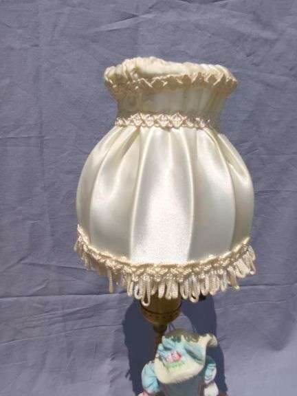 Figural Lamp with Satin Shade