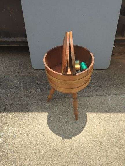 Wooden Sewing Stand with Thread image