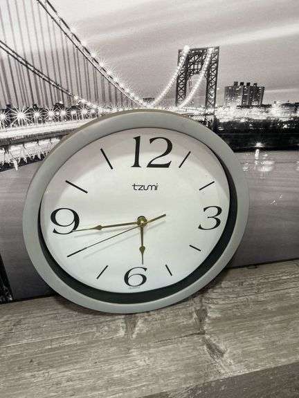 Wall Decor Lot: Bridge Canvas Print, "Bring the Good" Sign & Tzumi Clock