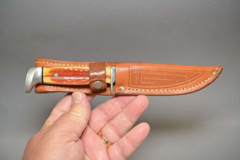 Case XX Bone Handled Hunting Knife With Leather Sheath,