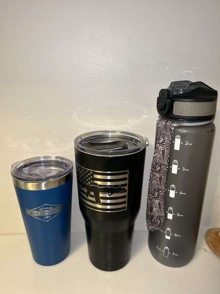 Lot of Three Various Tumblers and Water Bottle image