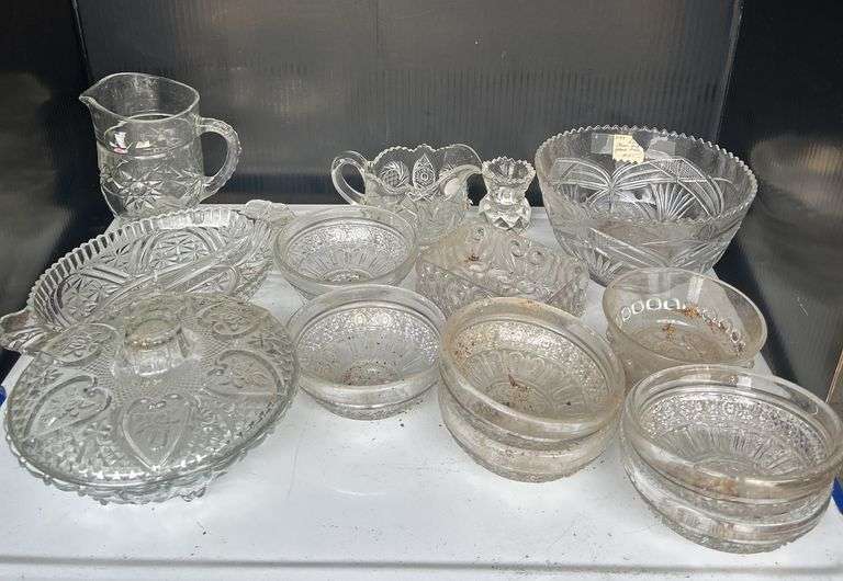 Pressed Glass Collection - Bowls, Pitcher, and Serving Dishes image