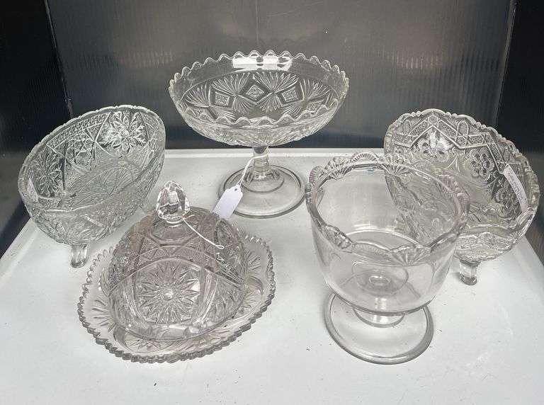 Cut Glass Bowl and Dessert Set image