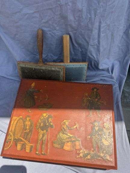 Hand Painted Storage Box with Wool Carders image
