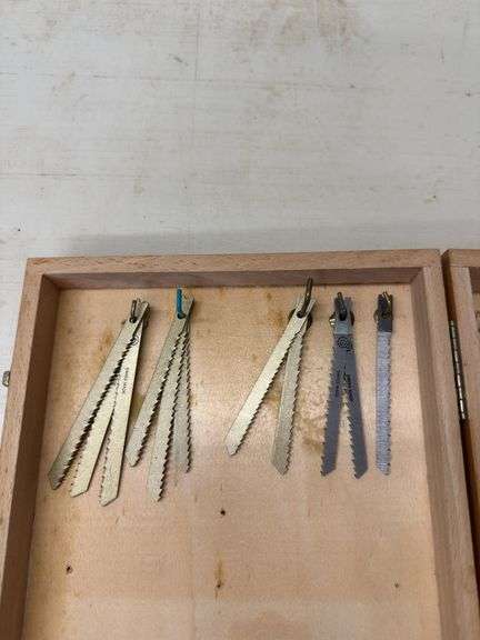 Wooden Box with Assorted Swiss Made Saw Blades