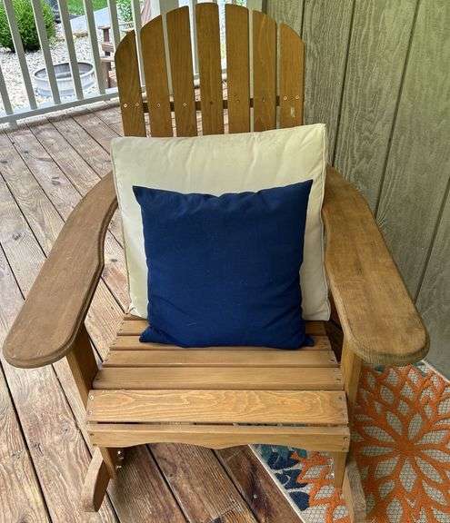 Outdoor Wooden Rocking Adirondack Chair with Pillows image