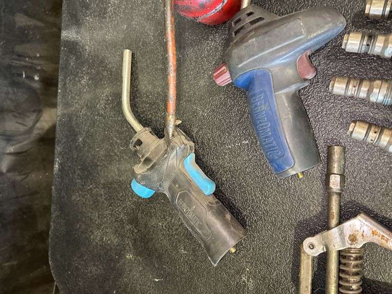 Assorted Tools: Grease Gun, Torches, and Oil Cans