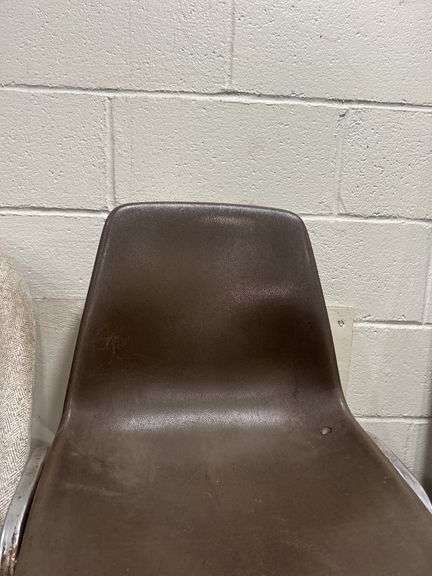Pair of Office Chairs - Fabric Swivel and Brown Vinyl