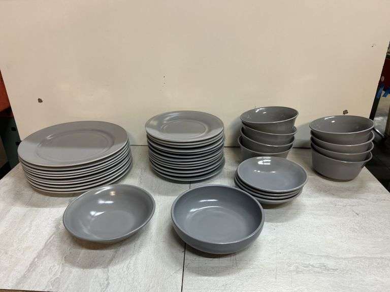 Dinnerware Set - Gray Plates & Bowls image