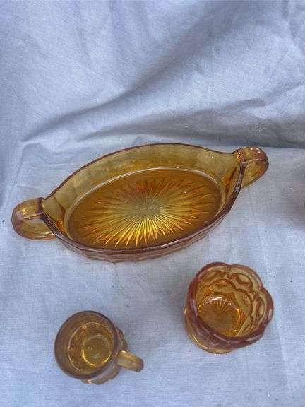 Assorted Amber Glass Dishes