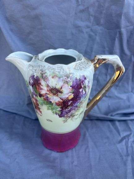 Floral Decorative Pitcher with Gold Accents image