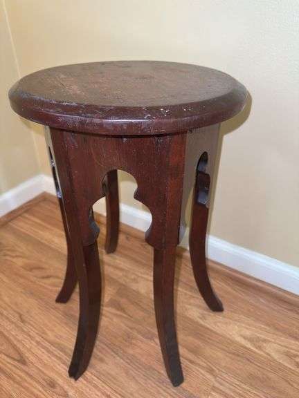 Round Wooden Accent Table Plant Stand image