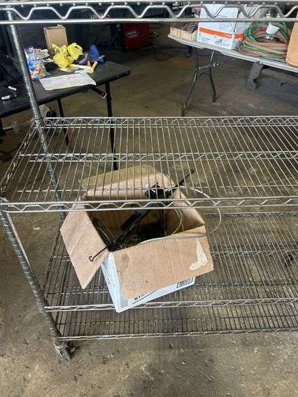 Rolling Chrome Wire Shelving Rack with Additional Fixtures