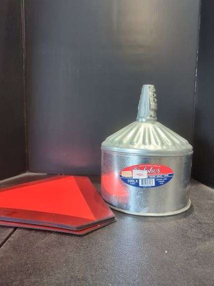 8 Quart Galvanized Funnel and Red Reflectors image