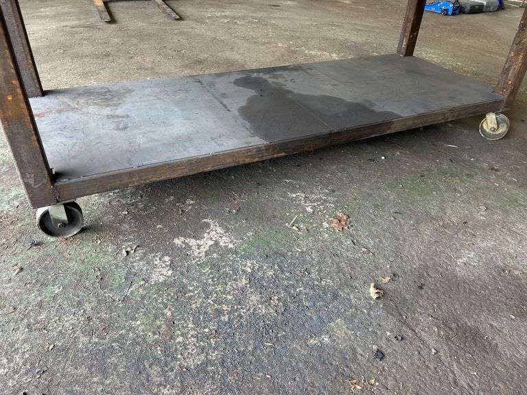 Heavy Duty Steel Work Table on Casters
