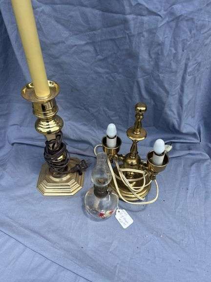 Collection of Table Lamps - Brass Finish, Oil Lamp image