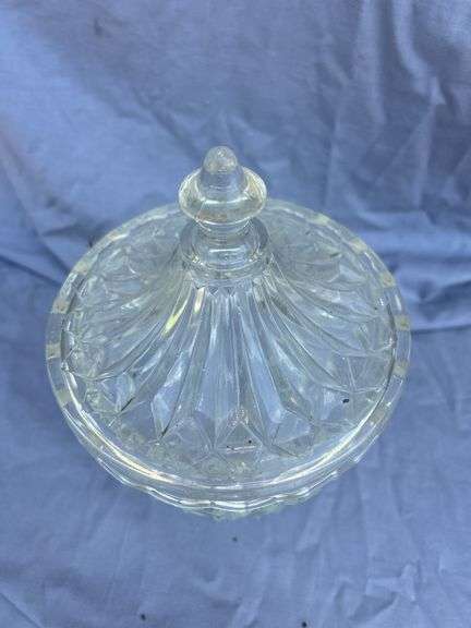 Covered Clear Glass Candy Dish