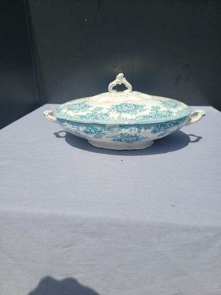 Antique Flow Blue Covered Tureen image