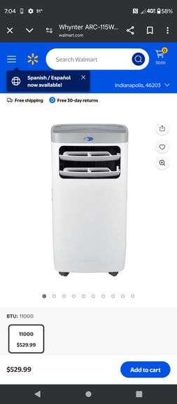NEW - WHYNTER 3 IN 1 - 11000 BTU PORTABLE AIR CONDITIONER - DEHUMIDIFIER AND FAN
