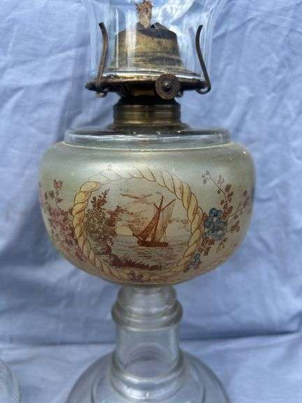 Pair of Glass Oil Lamps