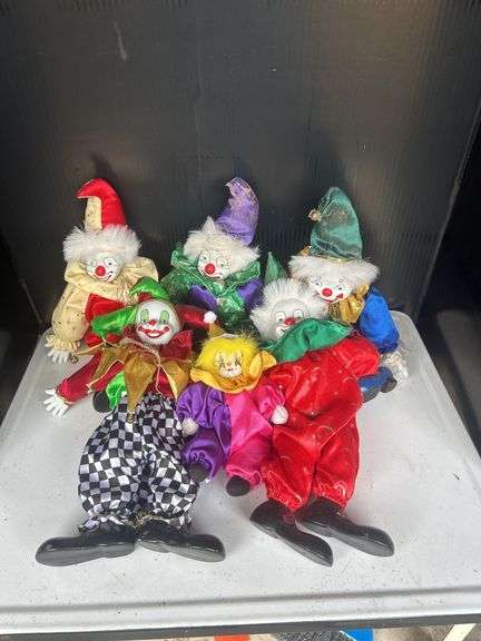 Collection of Seven Clown Dolls image