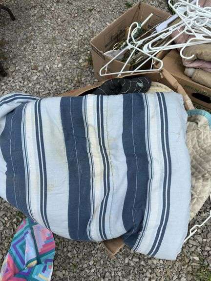 Assorted Household Linens, Towels, and Clothing Hangers