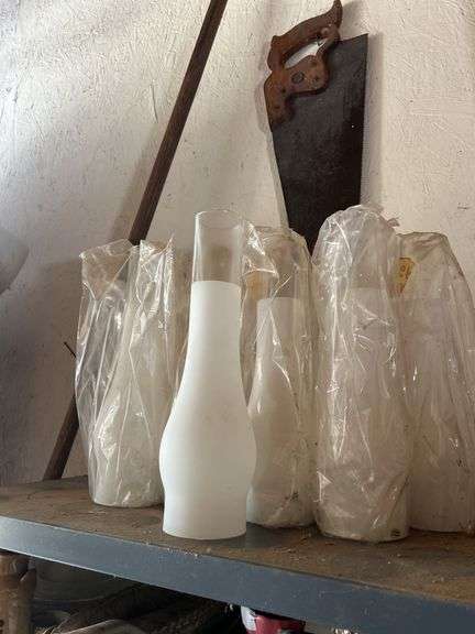 White Glass Lamp Chimneys, Approx. 12 Inches Tall image