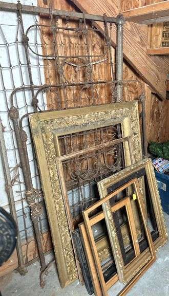 Group Lot of Picture Frames and Bed Frame Parts image