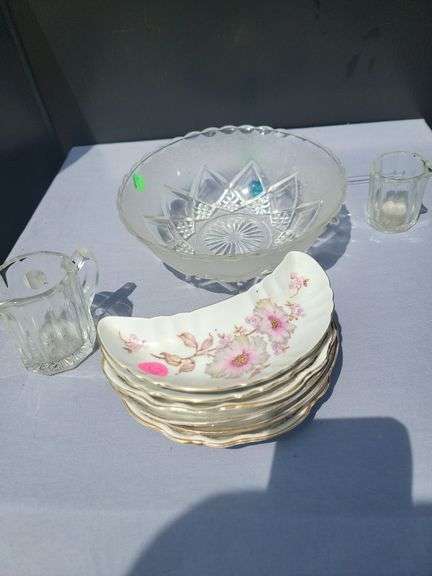 Crystal Bowl, Creamers and Floral Dishes image