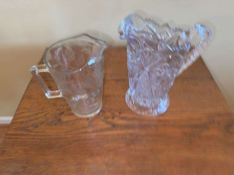 Two Clear Glass Pitchers image